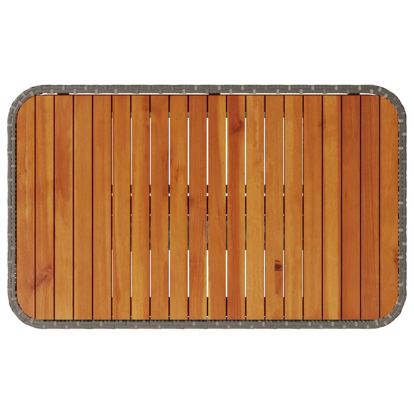 3-Delige Tuin Eetset Met Kussens Poly Rattan Acacia 90 cm Grijs 2 krukken
