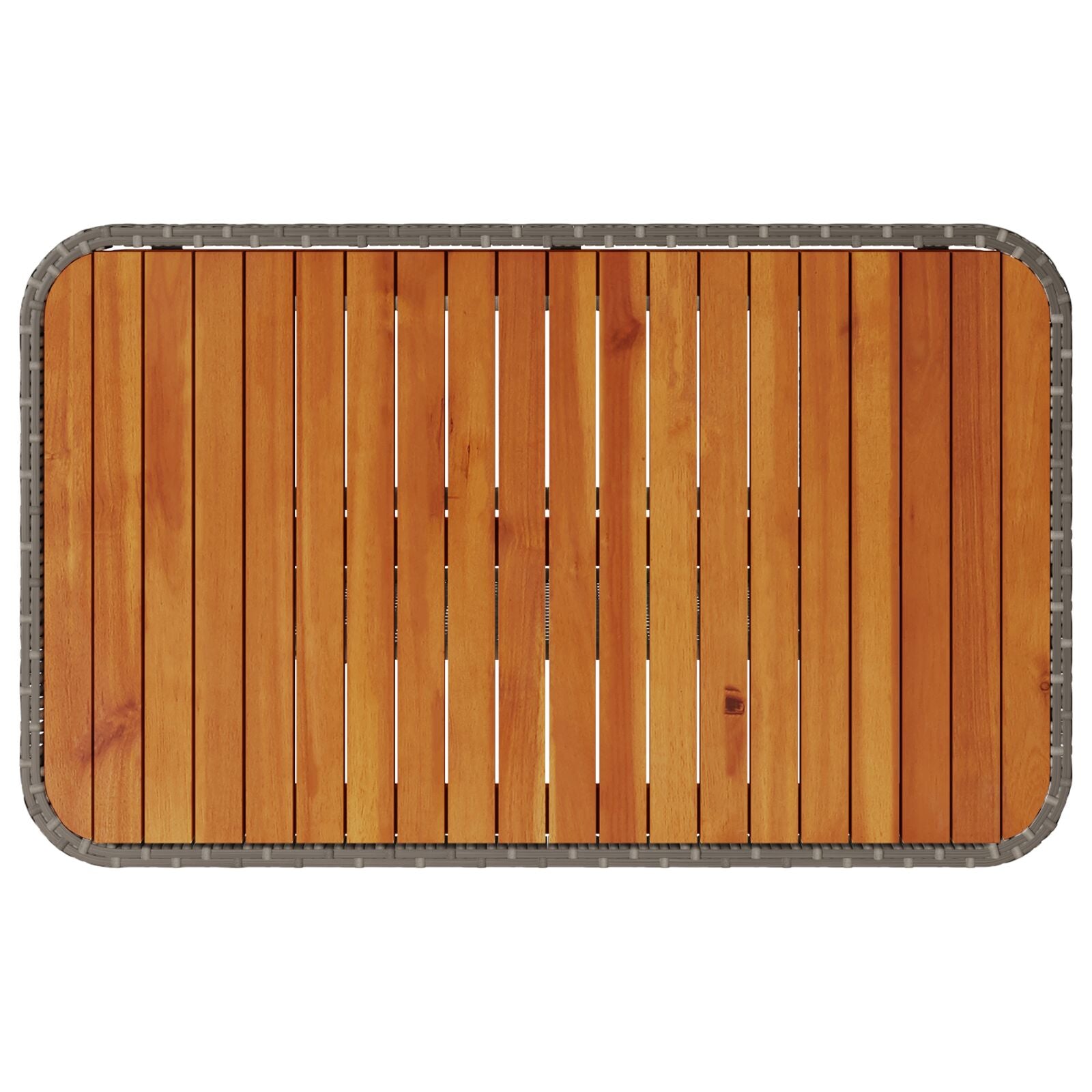 3-Delige Tuin Eetset Met Kussens Poly Rattan Acacia 90 cm Grijs 2 krukken
