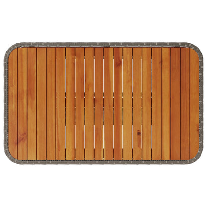 3-Delige Tuin Eetset Met Kussens Poly Rattan Acacia 90 cm Grijs 2 krukken