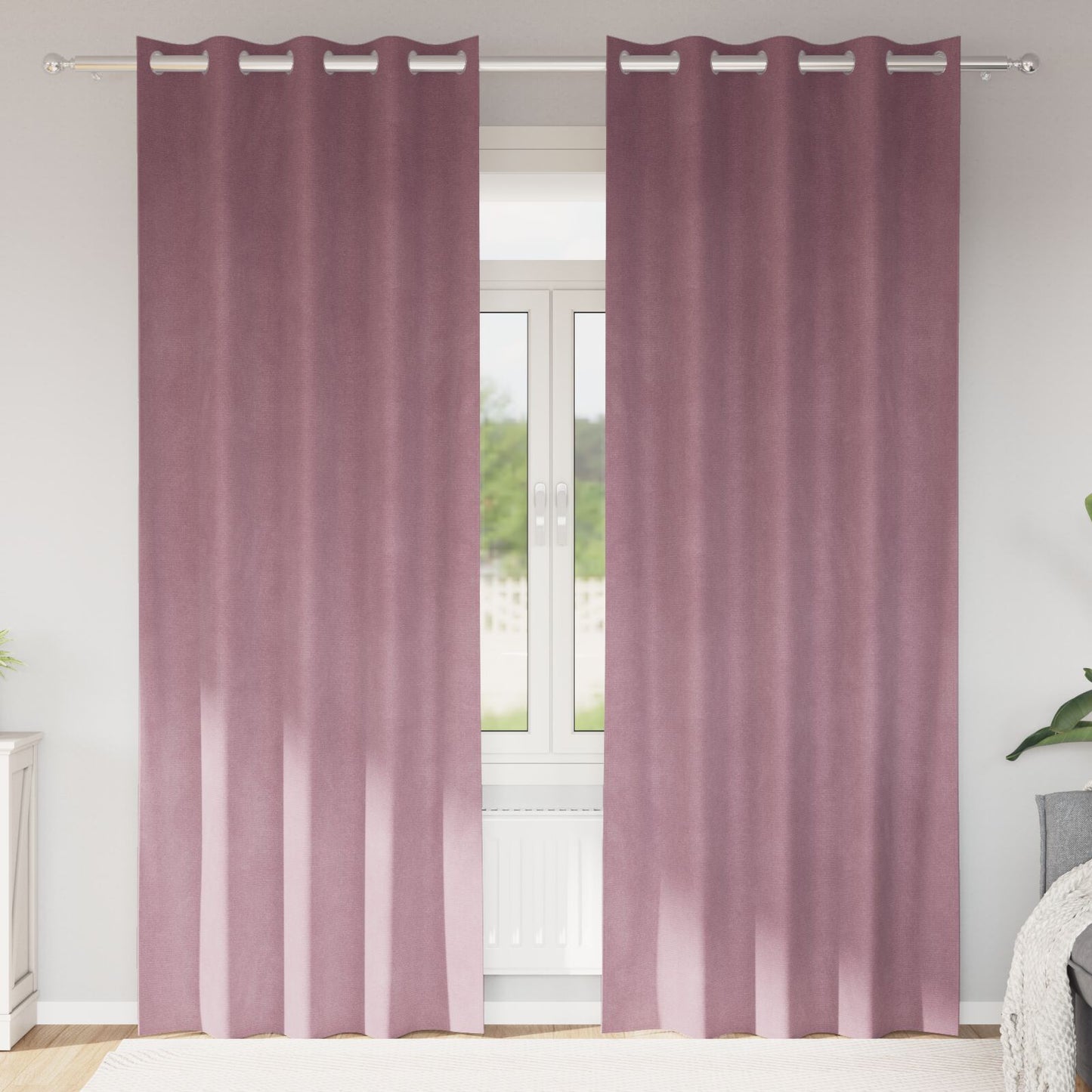 Zwarte Gordijnen 2 Stuks Fluweel Donkerroze 140 x 245 cm met oogjes