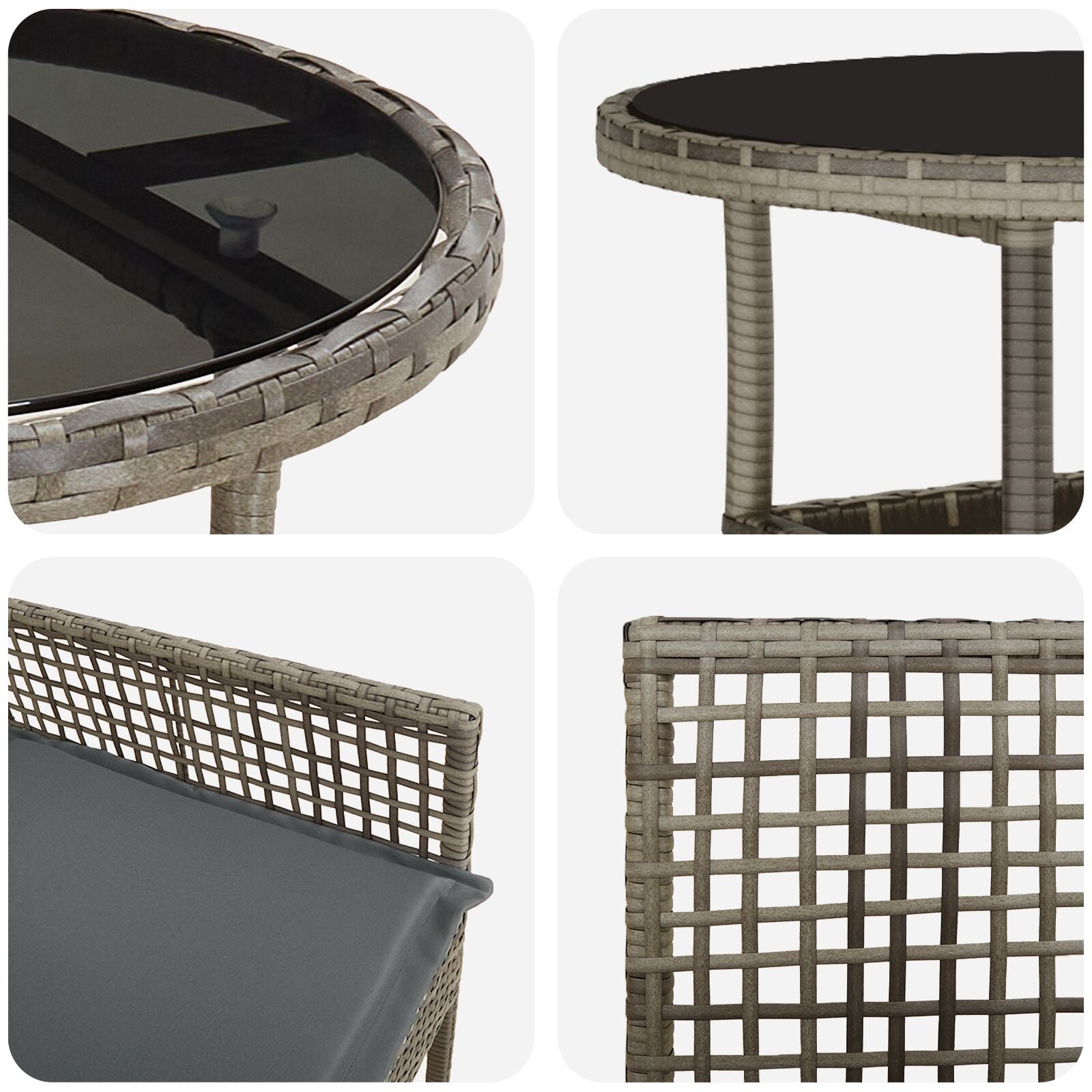 3 Delige Tuin Eetset Grijs Poly Rattan