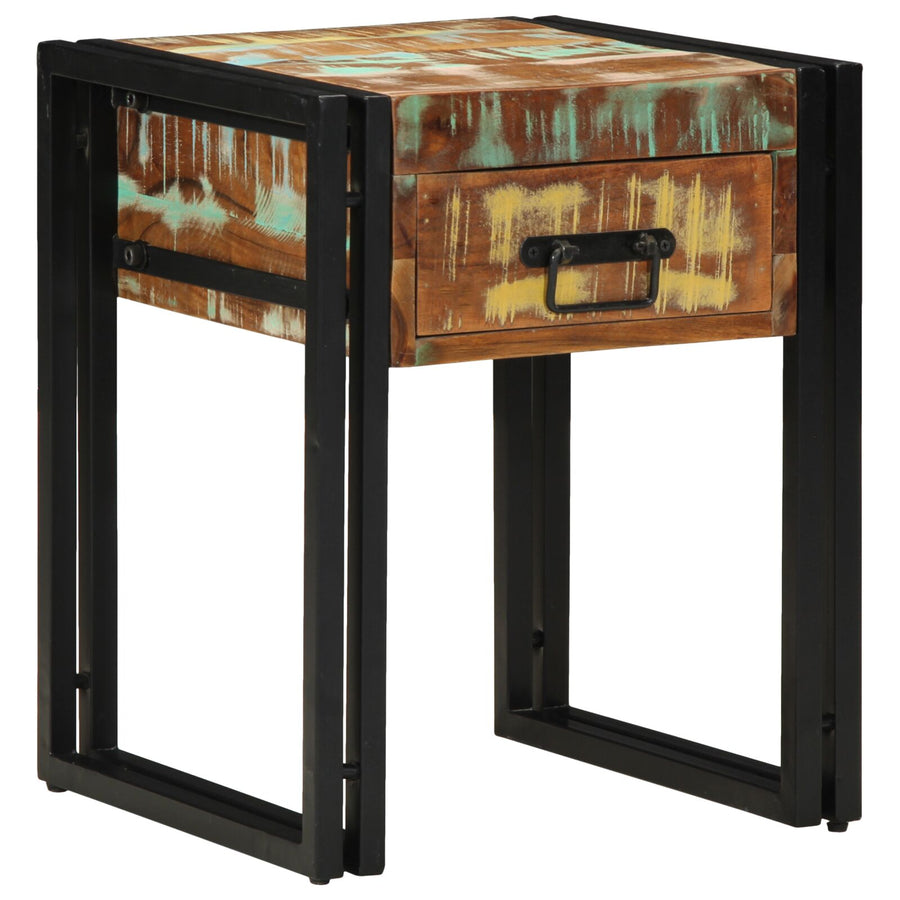 Bijzettafel Met Lade Zwart 40 x 40 x 50 cm Massief gerecycled hout