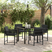 Garden Dining Set 5 Pcs Poly Rattan Black and black