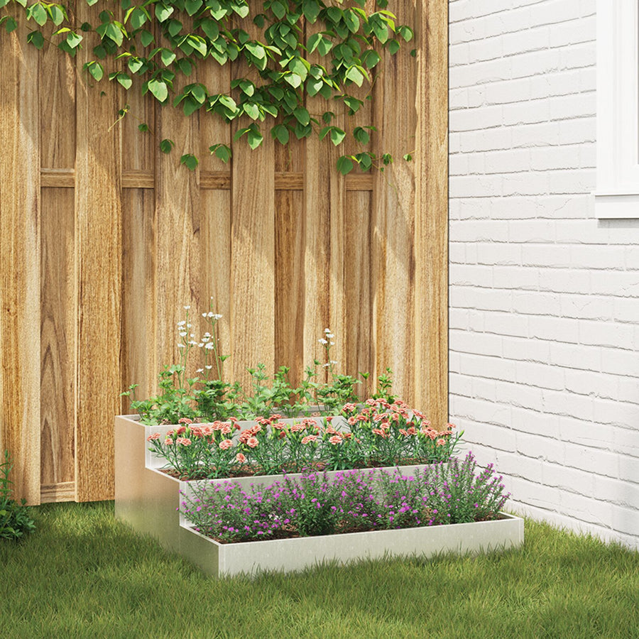 Tuin Plantenbak 3-Niveau 90 x 90 x 35 cm Roestvrijstaal