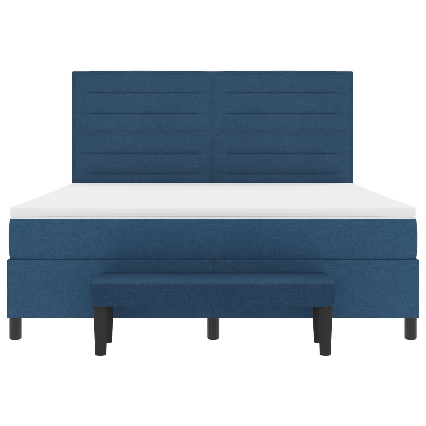 Boxspring Bed Met Matras & Bank Blauw 180X200 Cm Stof Crème