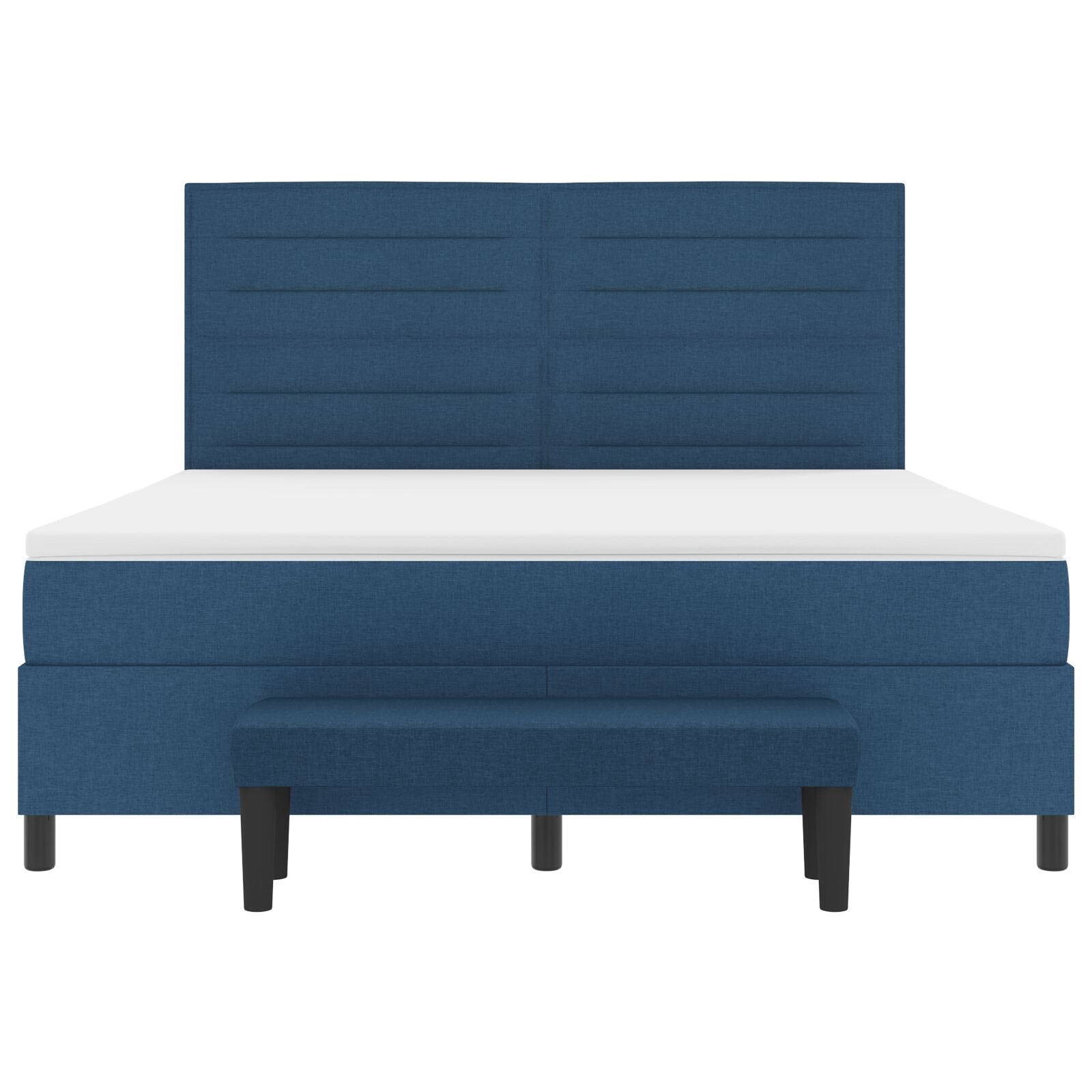 Boxspring Bed Met Matras & Bank Blauw 180X200 Cm Stof Crème