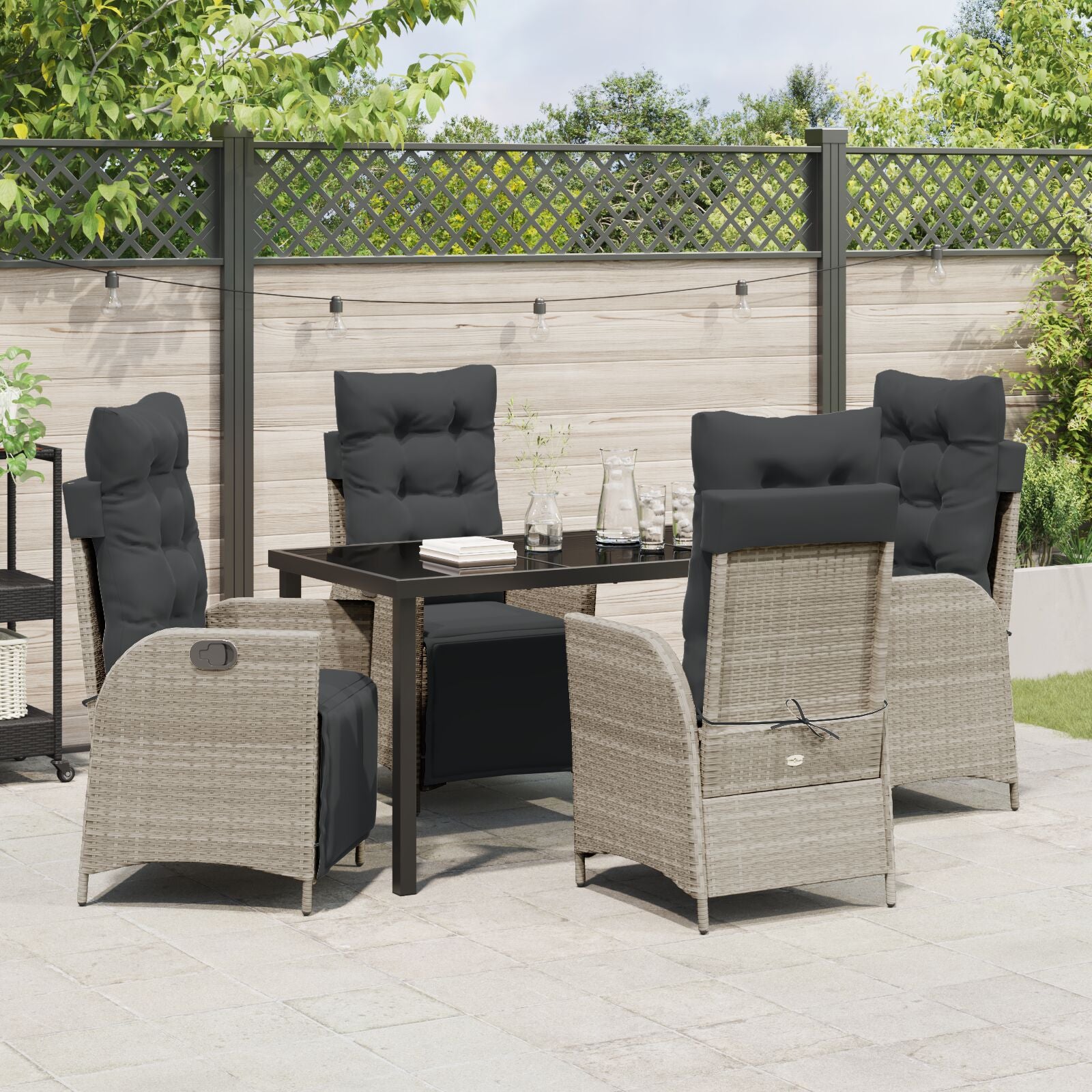 5-Delig Tuin Eetset Lichtgrijs Poly Rattan
