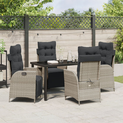 5-Delig Tuin Eetset Lichtgrijs Poly Rattan