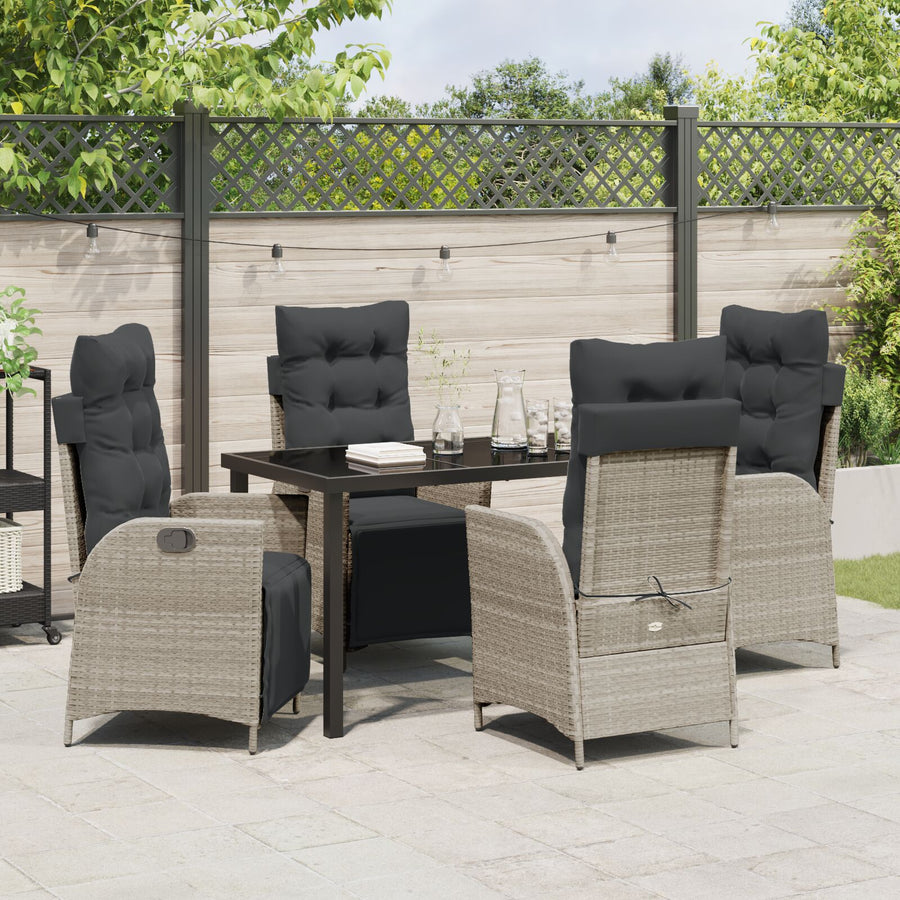 5-Delig Tuin Eetset Lichtgrijs Poly Rattan