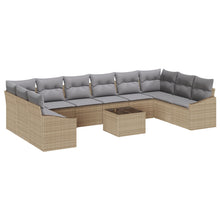 11-Delige Tuinsofa Set Met Kussens Zwart Poly Rattan