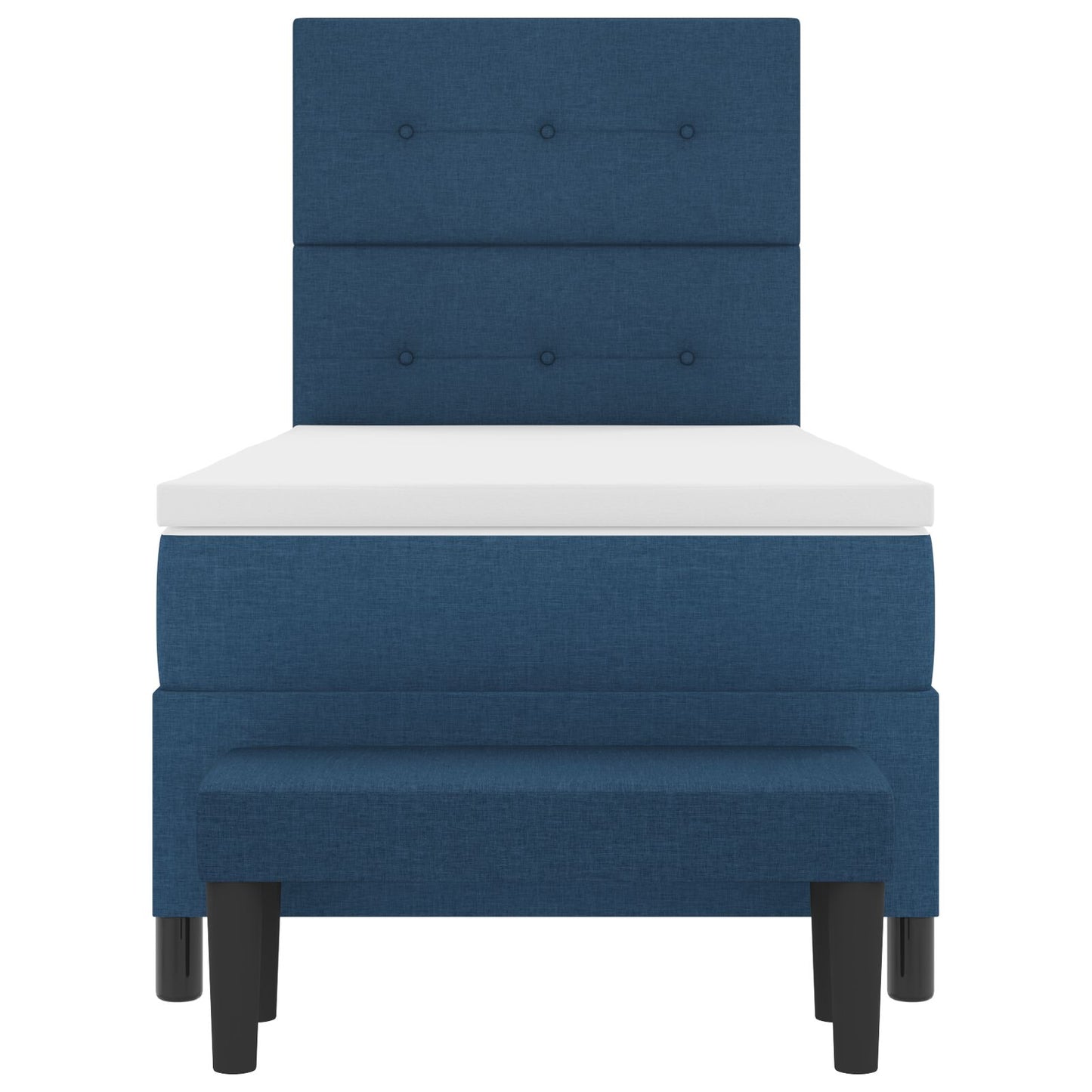 Boxspring Bed Met Matras & Bank Stof Blauw 100 x 200 cm Knopen tufted