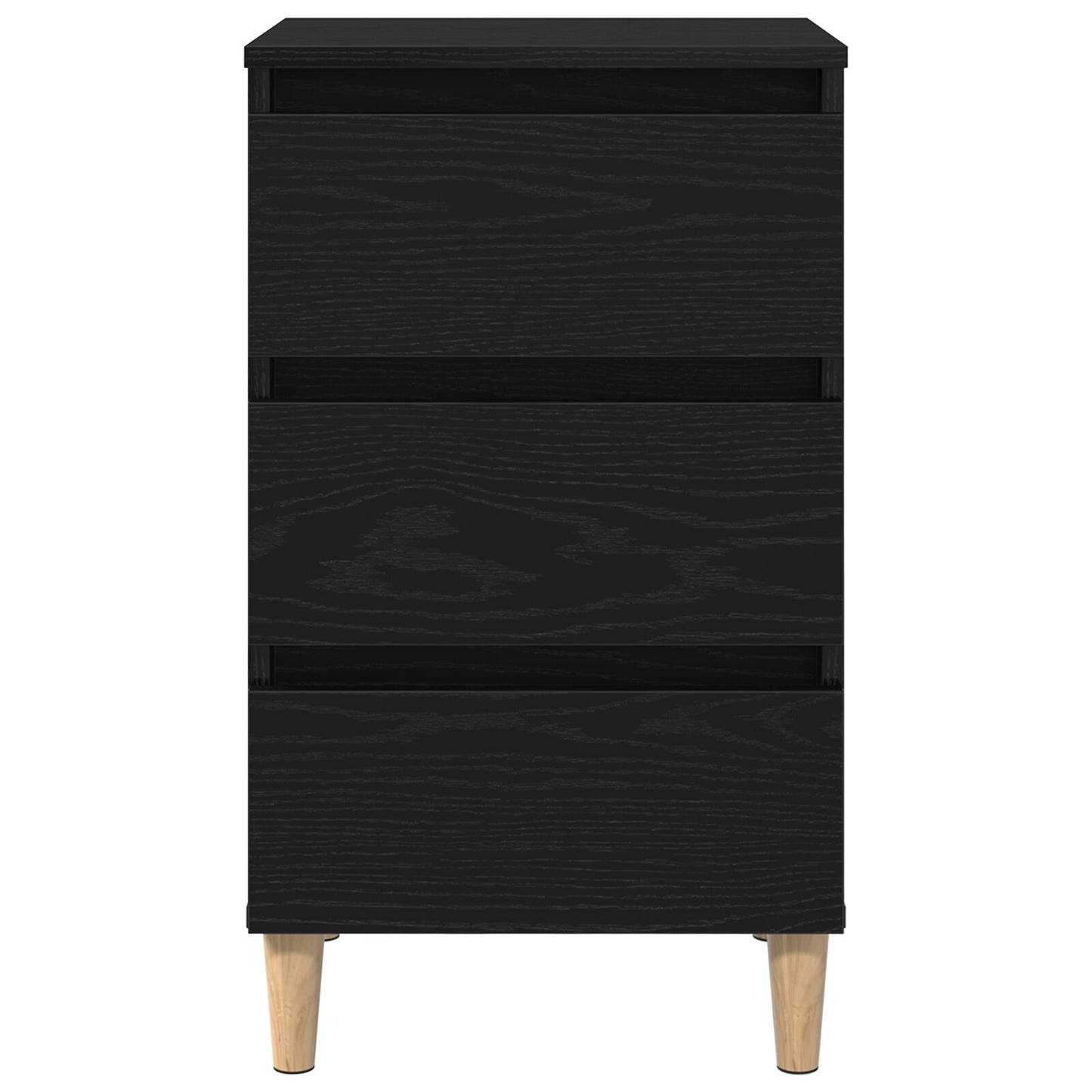 Nachtkastje Met Houten Poot 40X35X69 Cm Zwart eiken