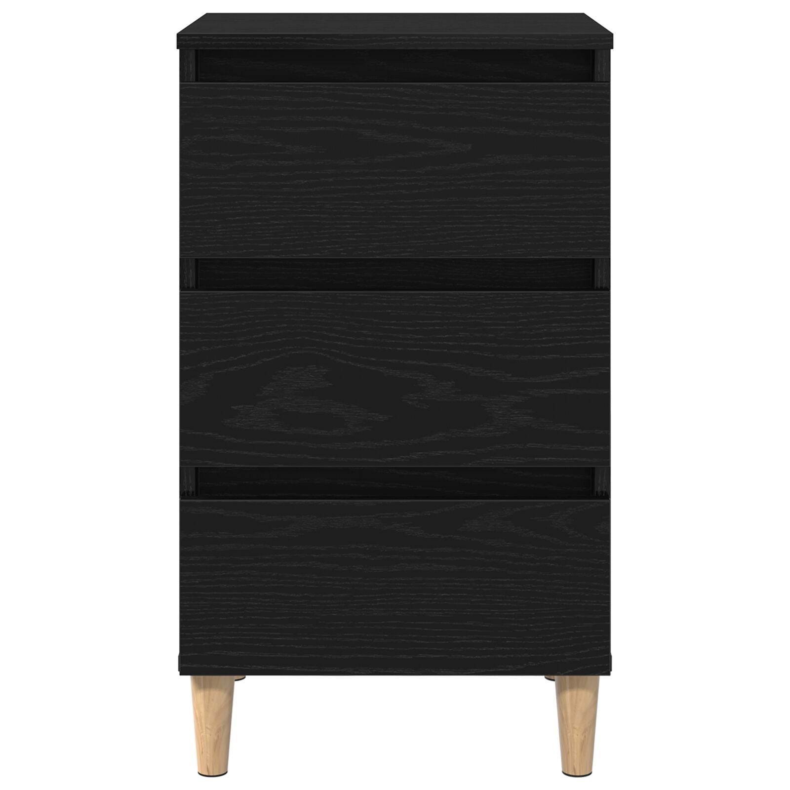 Nachtkastje Met Houten Poot 40X35X69 Cm Zwart eiken