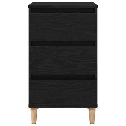 Nachtkastje Met Houten Poot 40X35X69 Cm Zwart eiken