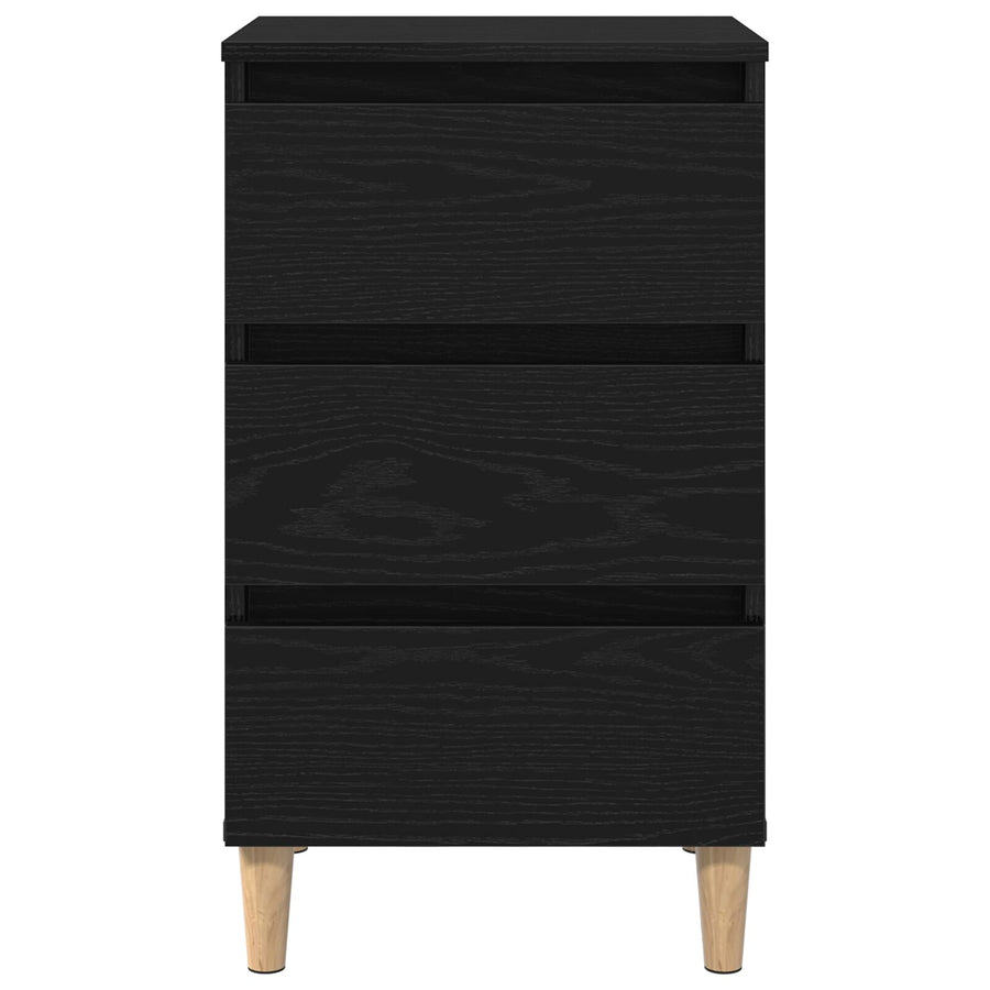 Nachtkastje Met Houten Poot 40X35X69 Cm Zwart eiken