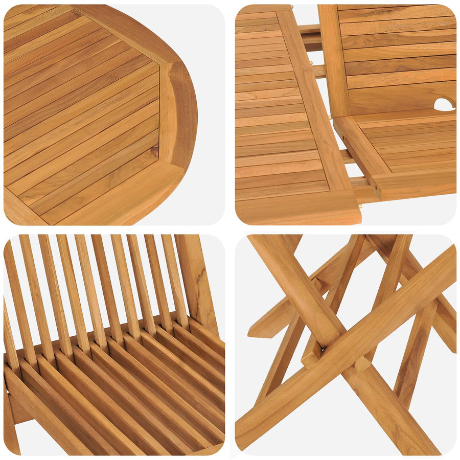 7-Delige Tuin Eettafelset Massief Hout Teak