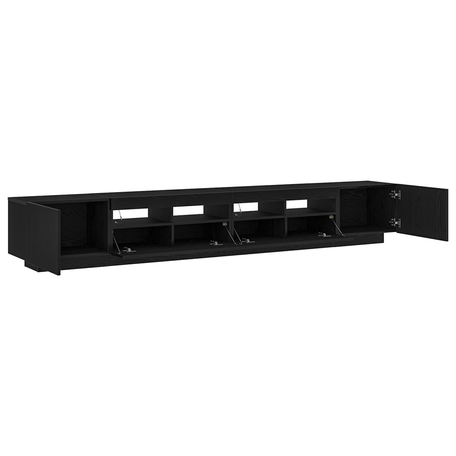 Tv-Kast Met Led-Verlichting - - 260X35X40 Cm - Behandeld Hout Zwart eiken