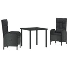 Tuinset poly rattan 3-delig zwart