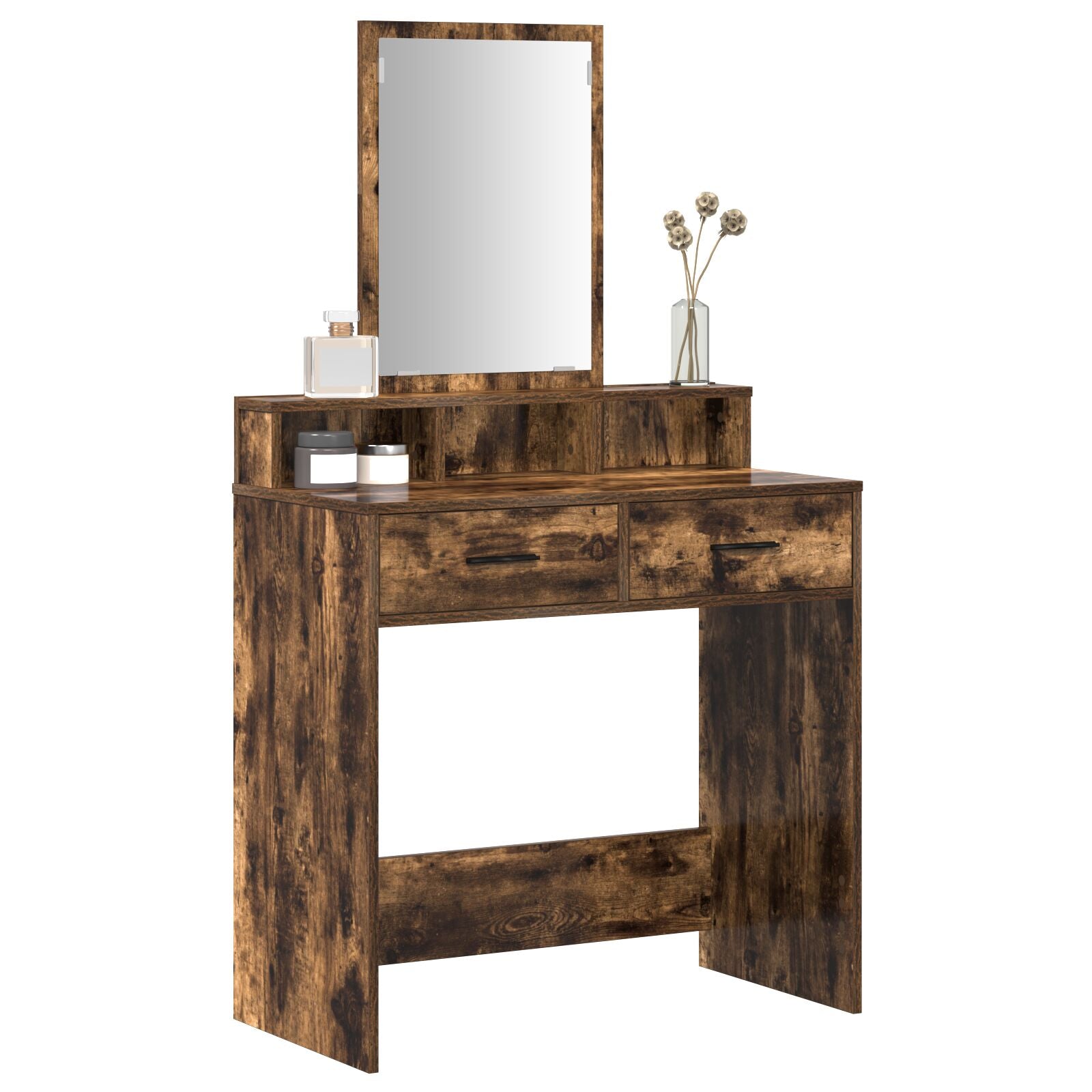 Make-Uptafel Met Lades 79 x 41 x 140 cm Gerookt eiken