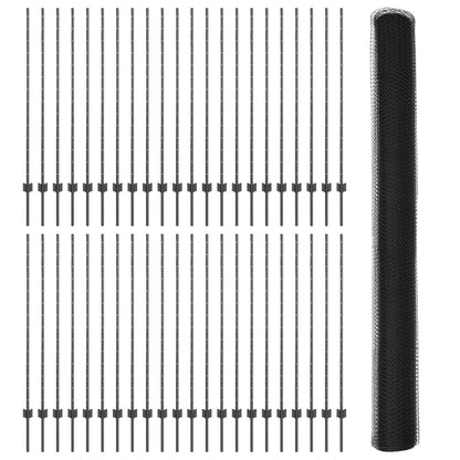 Hekpaal 22 St U-Channel Grijs 140 Cm Staal,  Zeshoekig Hek Grijs 1,4X100 M Staal