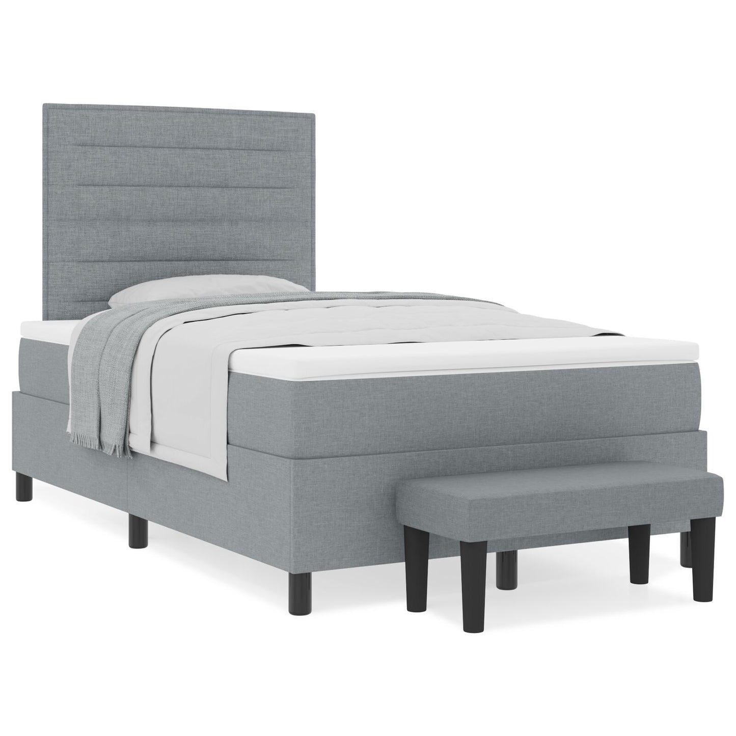 Boxspring Bed Met Matras & Bank Stof Lichtgrijs 120 x 200 cm Lijnen ontwerp