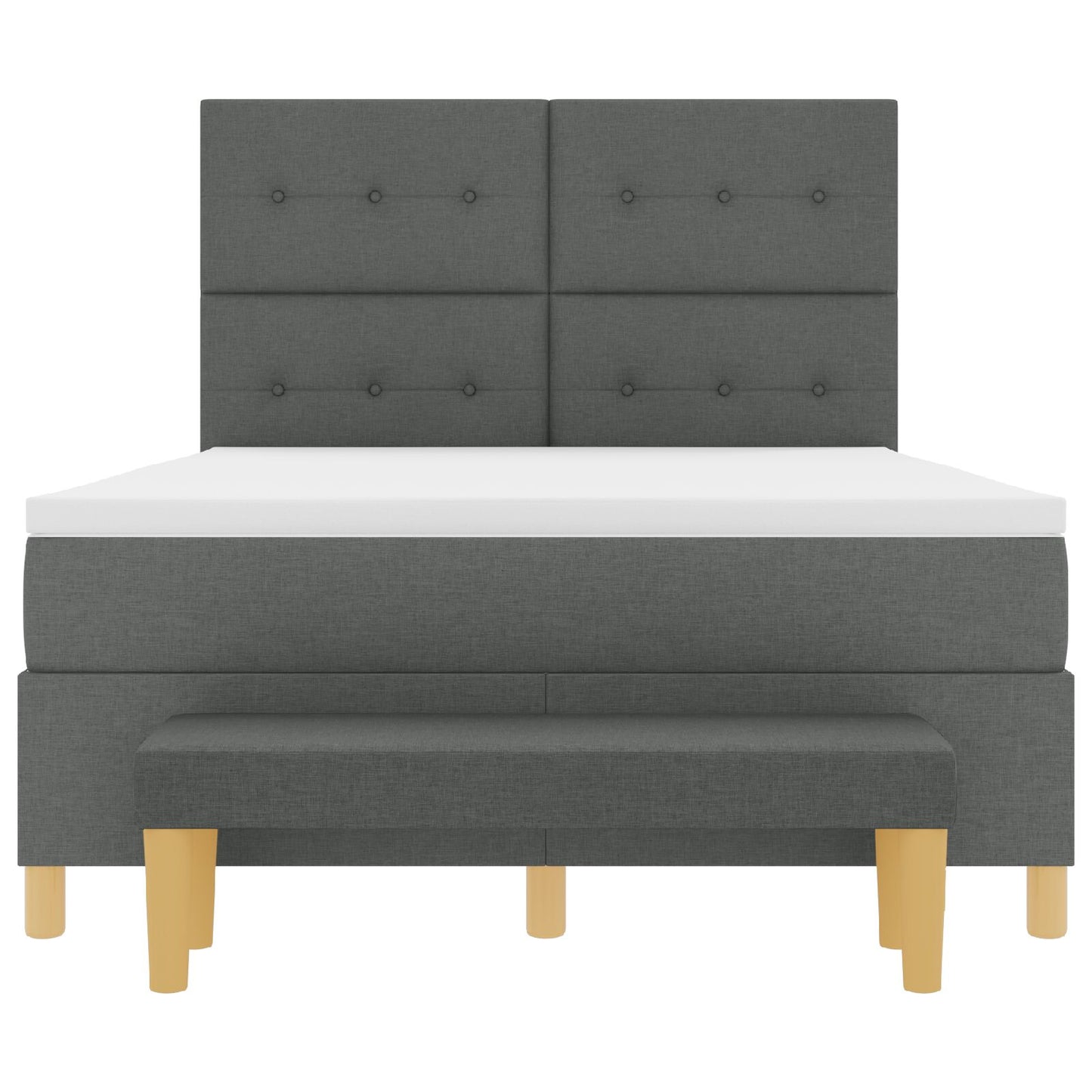 Boxspringbed Met Matras & Bank Stof Donkergrijs 140 x 200 cm Button getuft