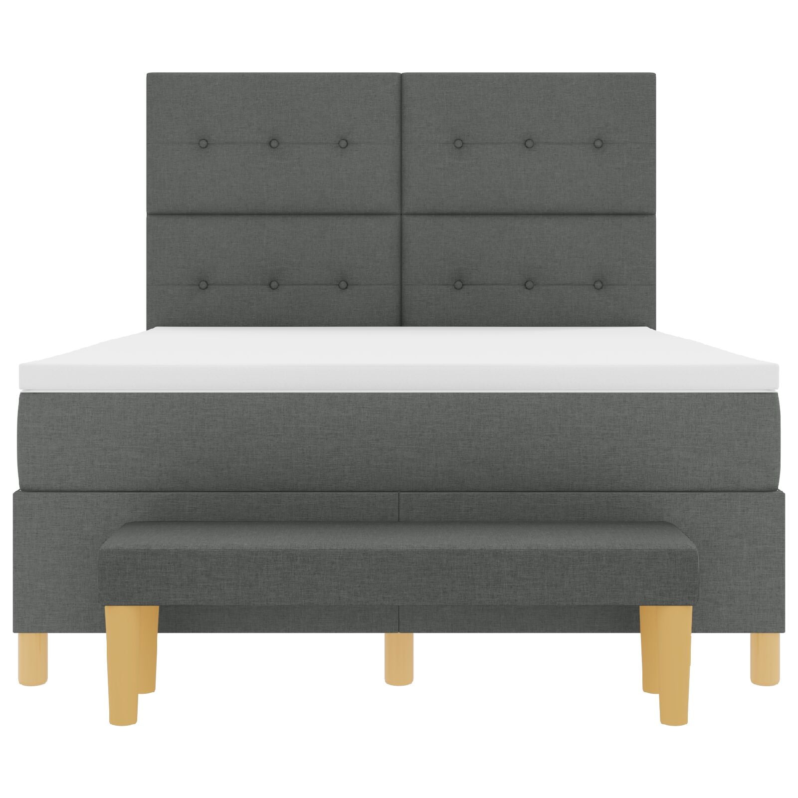 Boxspringbed Met Matras & Bank Stof Donkergrijs 140 x 200 cm Button getuft