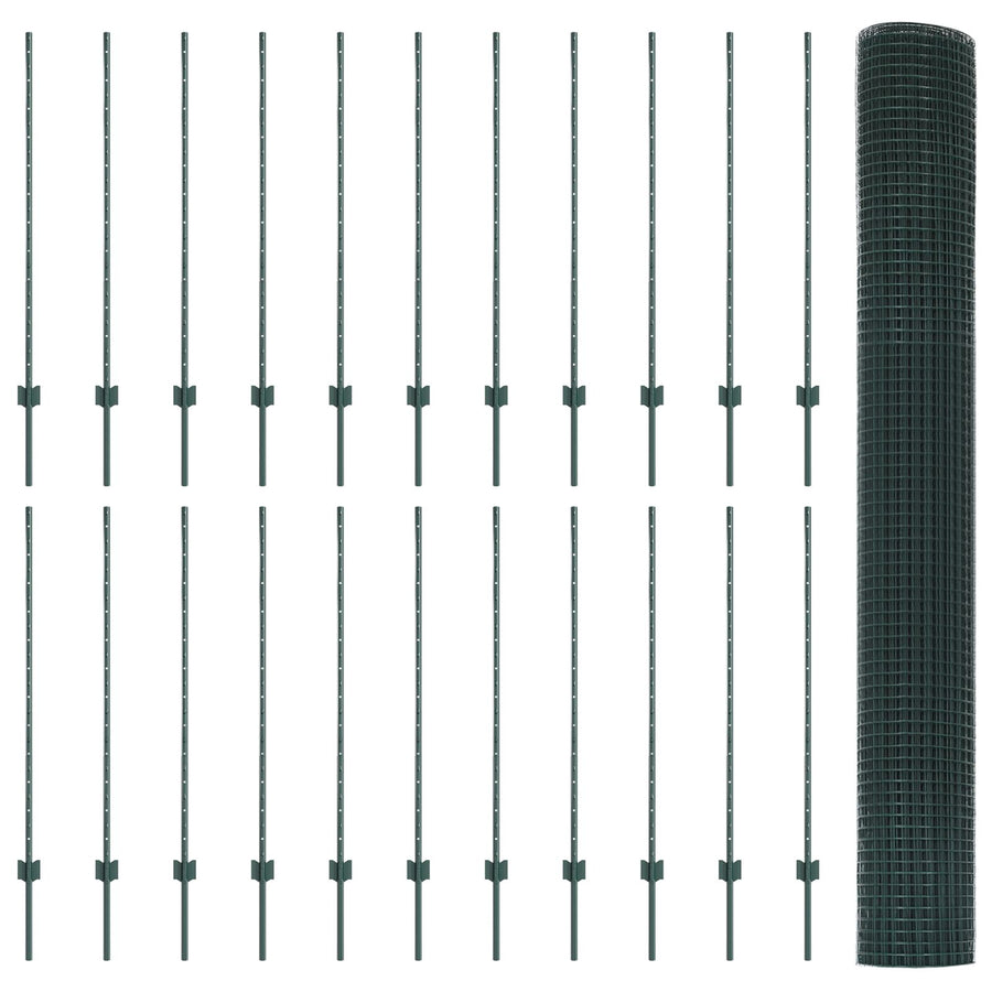 Gelaste Draadhek Met 22 U Palen Groen 1.2X50 M Staal