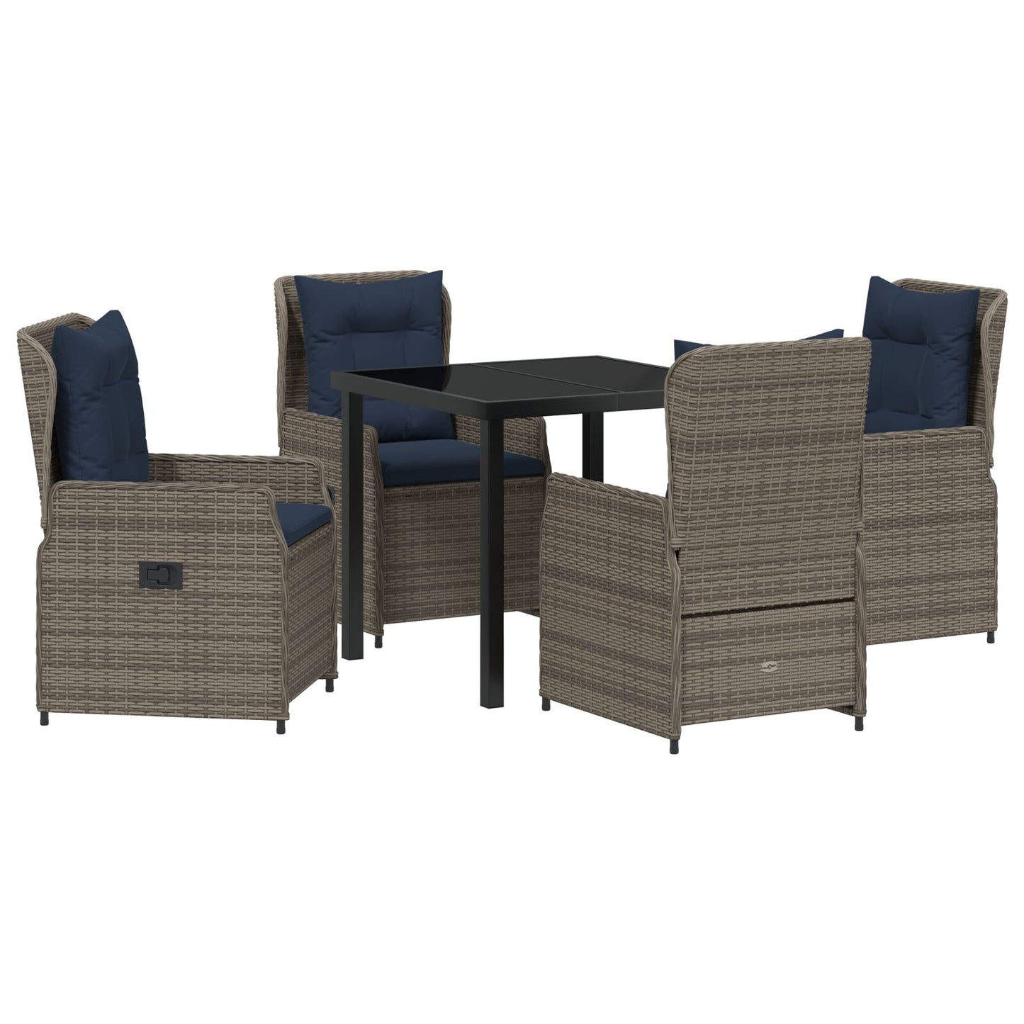 5-Delige Tuin Eetset Grijze Poly Rattan