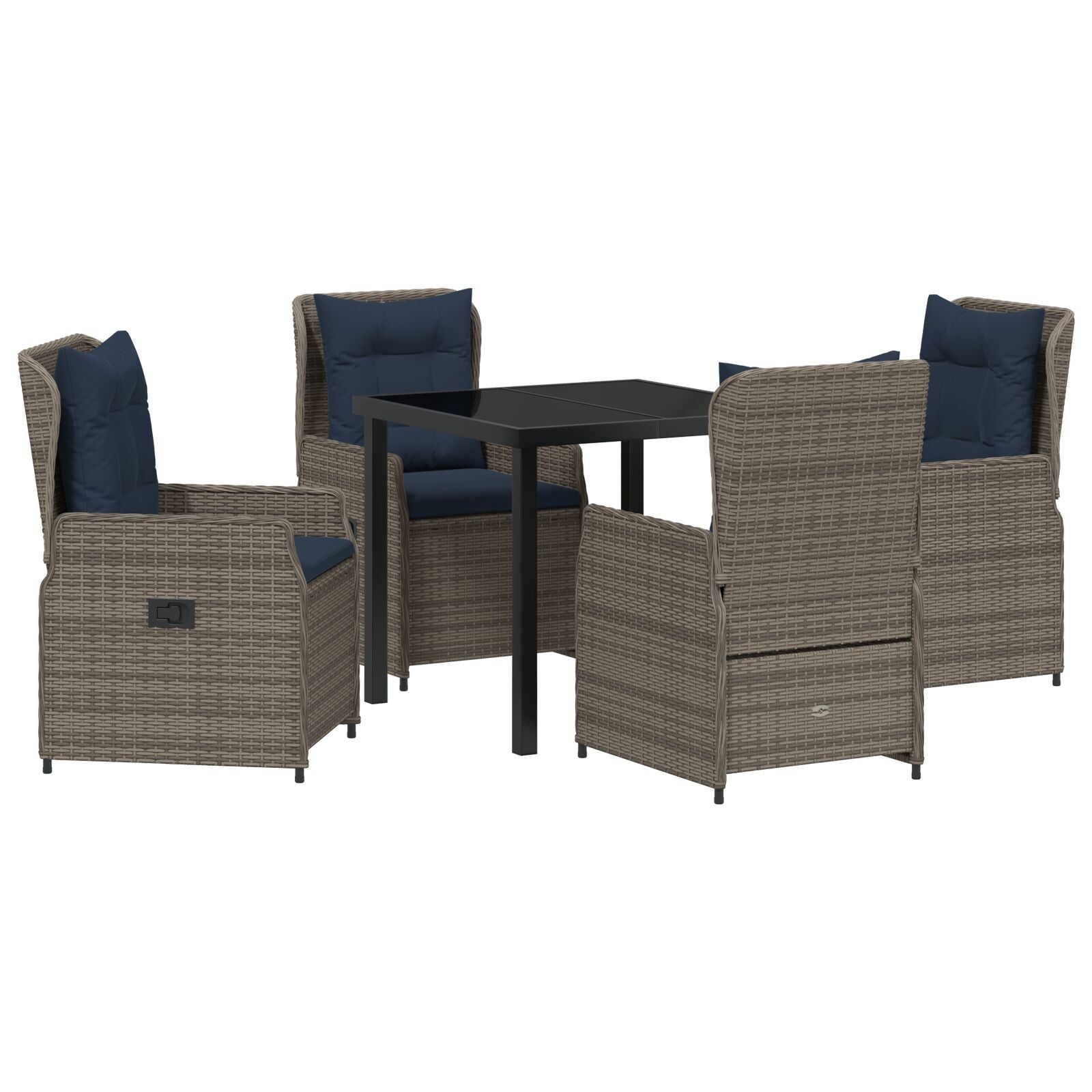5-Delige Tuin Eetset Grijze Poly Rattan