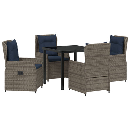 5-Delige Tuin Eetset Grijze Poly Rattan