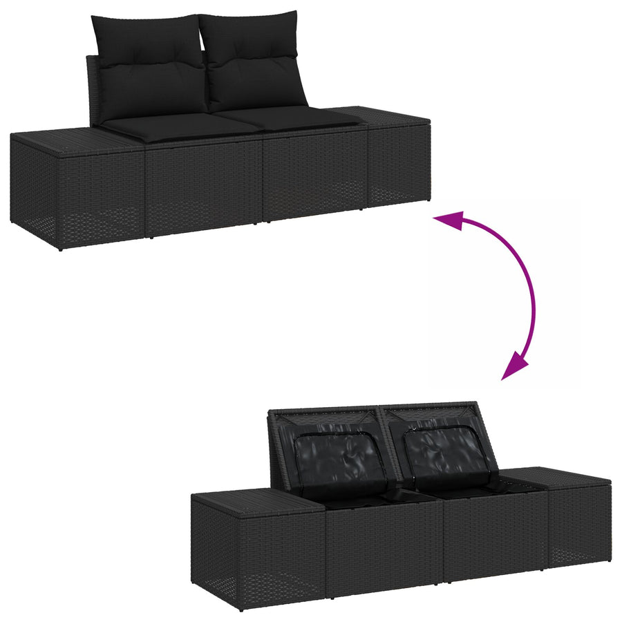 8-Delige Tuin Sofa Set Met Kussens Zwart Poly Rattan Wit