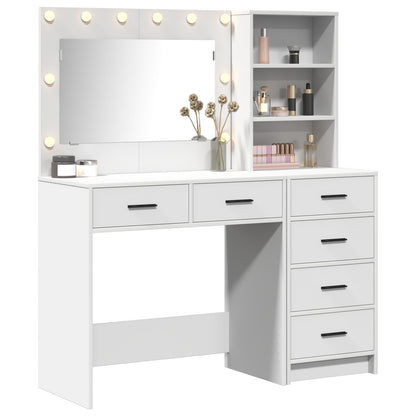 2-Delige Kaptafelset Met Led Witte Engineered Wood