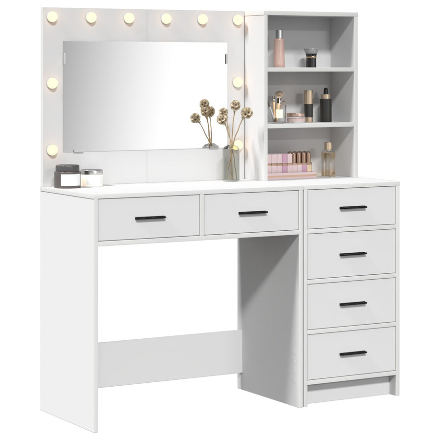 2-Delige Kaptafelset Met Led Witte Engineered Wood