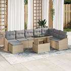 Loungeset 9-delig poly rattan beige grijs