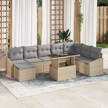 Tuinset Set Van 9 Beige, Grijs Poly Rattan, Polyester