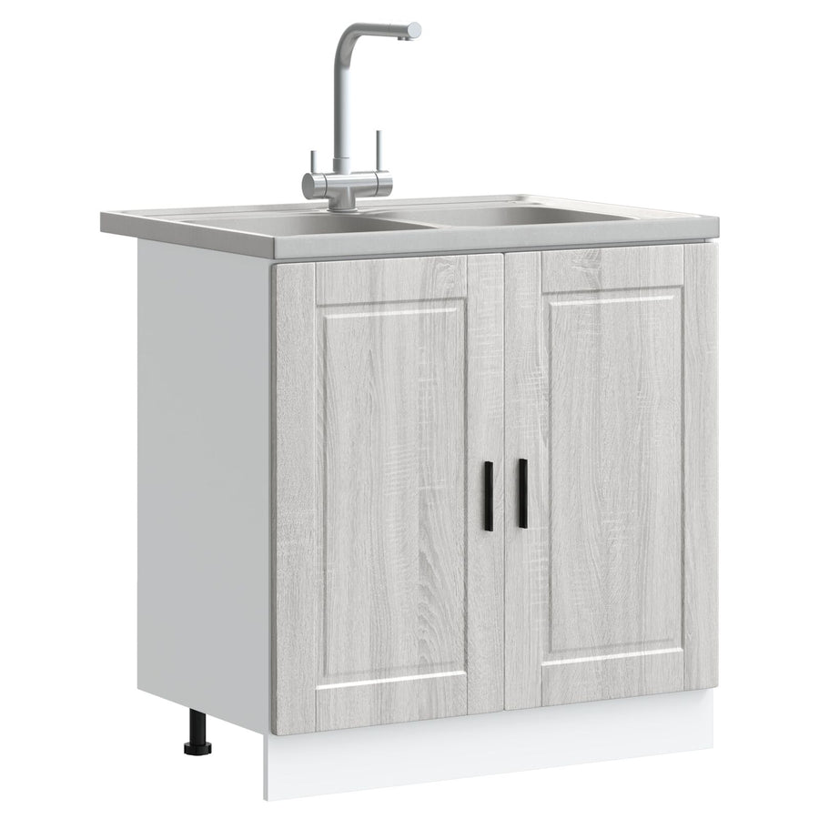 Onderkast 'Porto' Met Wastafel Grijs Sonoma 80X46X84,5 Cm Bewerkt Hout