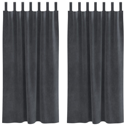 Verduisteringsgordijnen 2 Stuks Lichtgrijze Velvet Lichtgrijs 140 x 175 cm met hanglussen