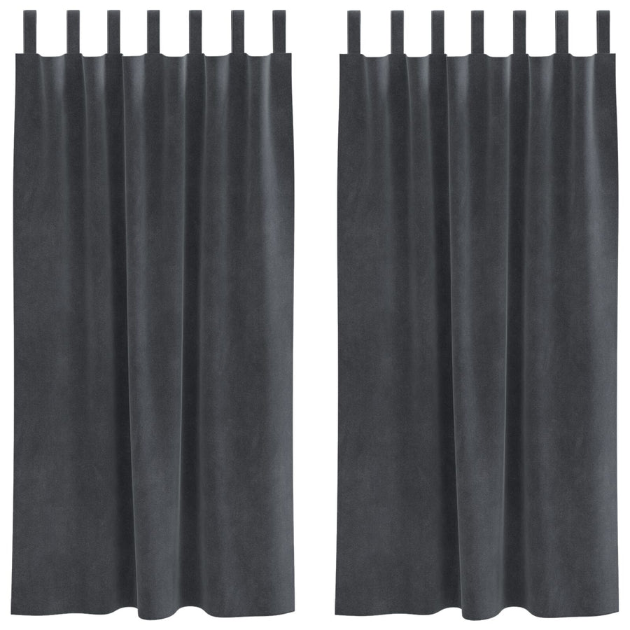 Verduisteringsgordijnen 2 Stuks Lichtgrijze Velvet Lichtgrijs 140 x 175 cm met hanglussen