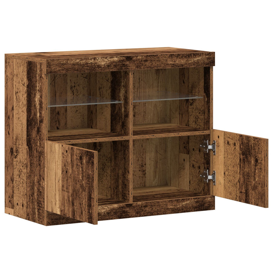Buffetkast Met Led Verlichting 81X37X67 Cm Oud hout