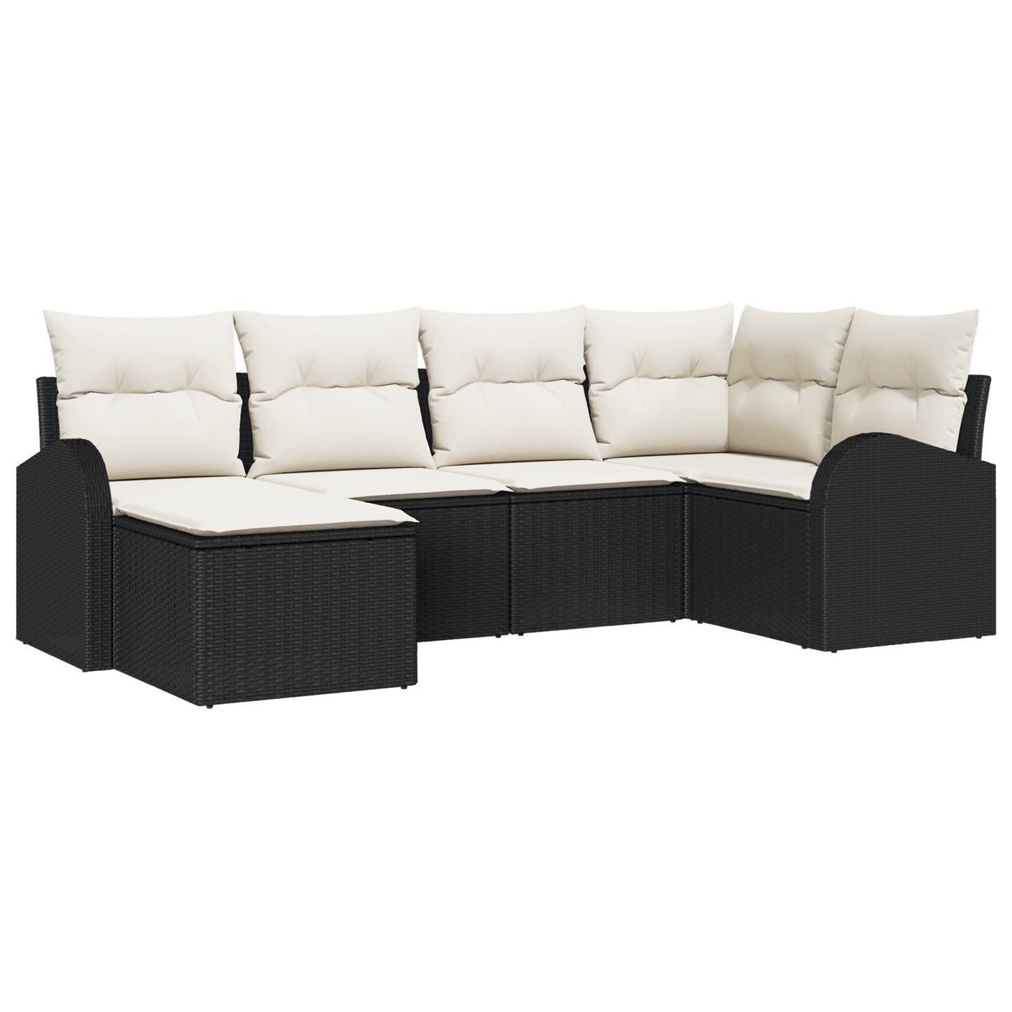6-Delige Tuinsofa Set Met Kussens Zwart Poly Rattan