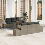 Loungeset polyrattan 7-delig grijs 6 personen