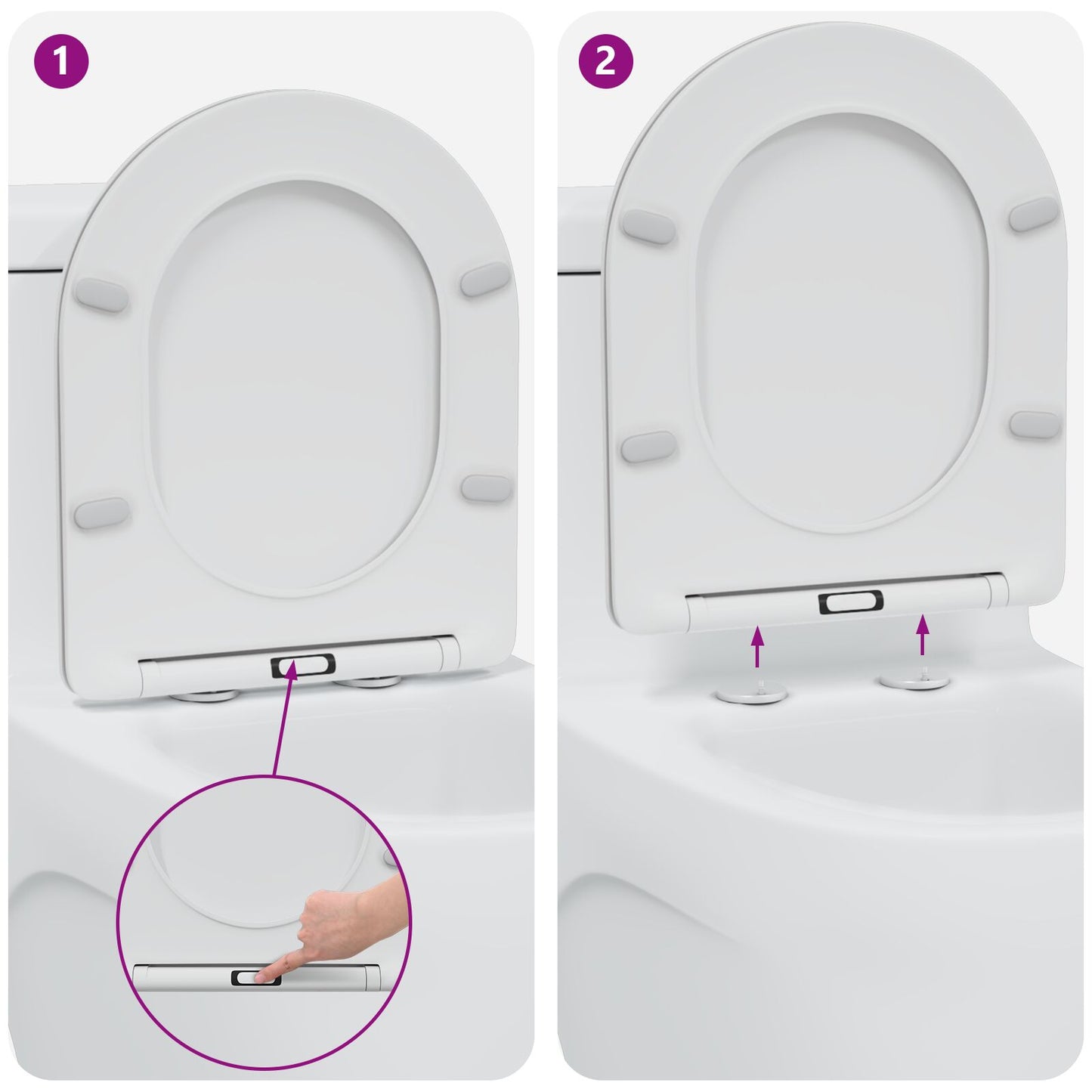 Snelle Ontgrendel Toiletbril Met Soft Close Duroplast Wit