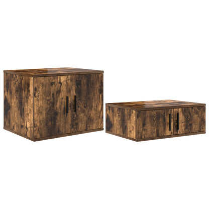 Opslagebed Gerookt Eiken Bewerkt Hout, Mdf 90 X 190 Cm Artisanaal Eiken