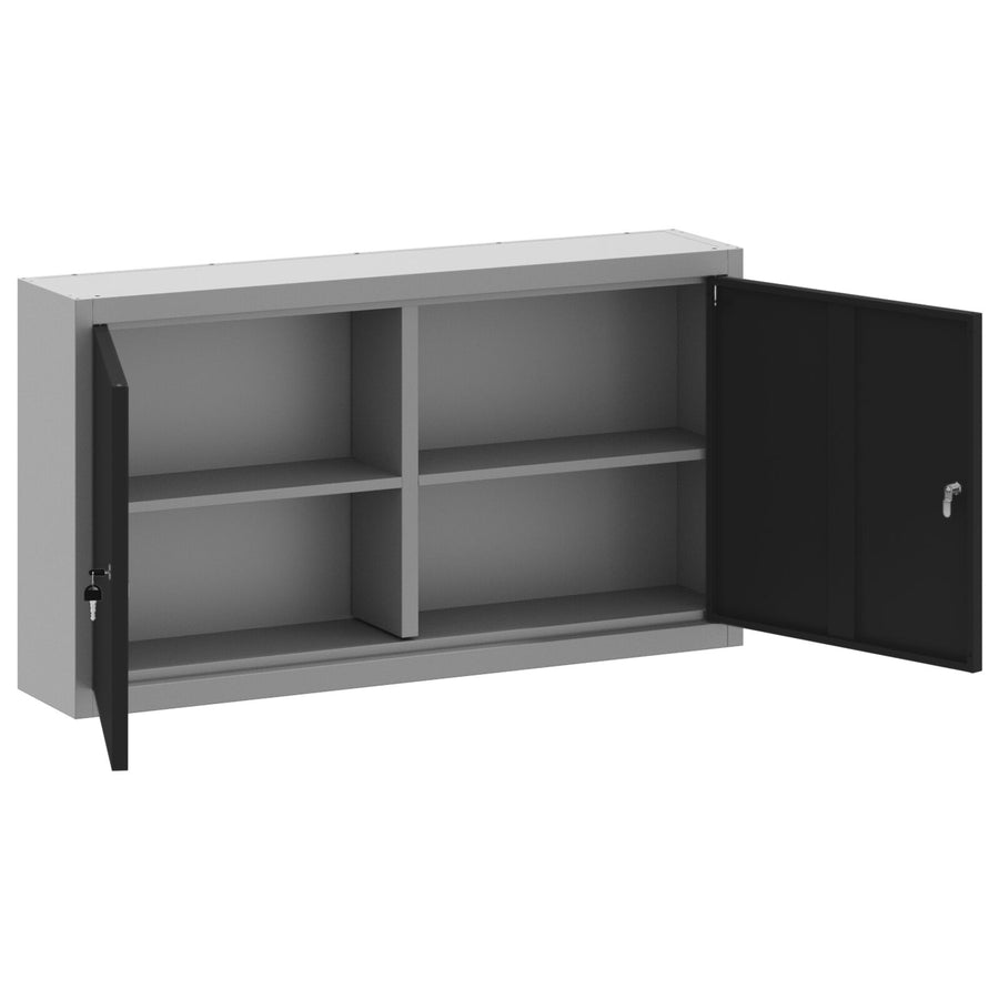 Gereedschapskast Wandmontage 100X20X55 Cm Staal 100 cm Zwart en grijs Muurkast