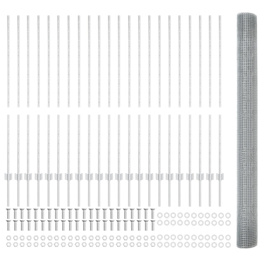 Gegalvaniseerde Draad Omheining Met 44 U Palen Zilver 1.4X50 M Staal