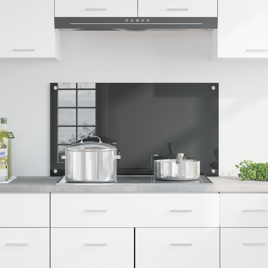 Keuken Achterwand 90X50X0,6 Cm Gehard Glas Donkergrijs 90 x 50 cm