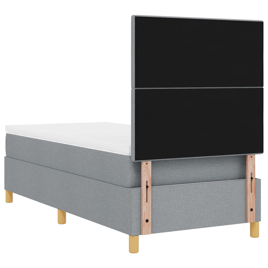 Boxspringbed Met Matras Lichtgrijs Eenpersoons Stof Blauw