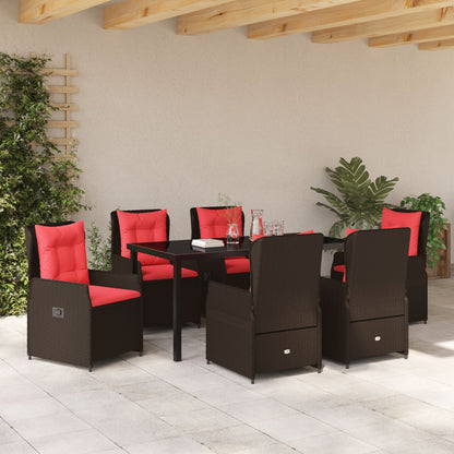 7-Delige Tuin Eet Set Bruin Poly Rattan