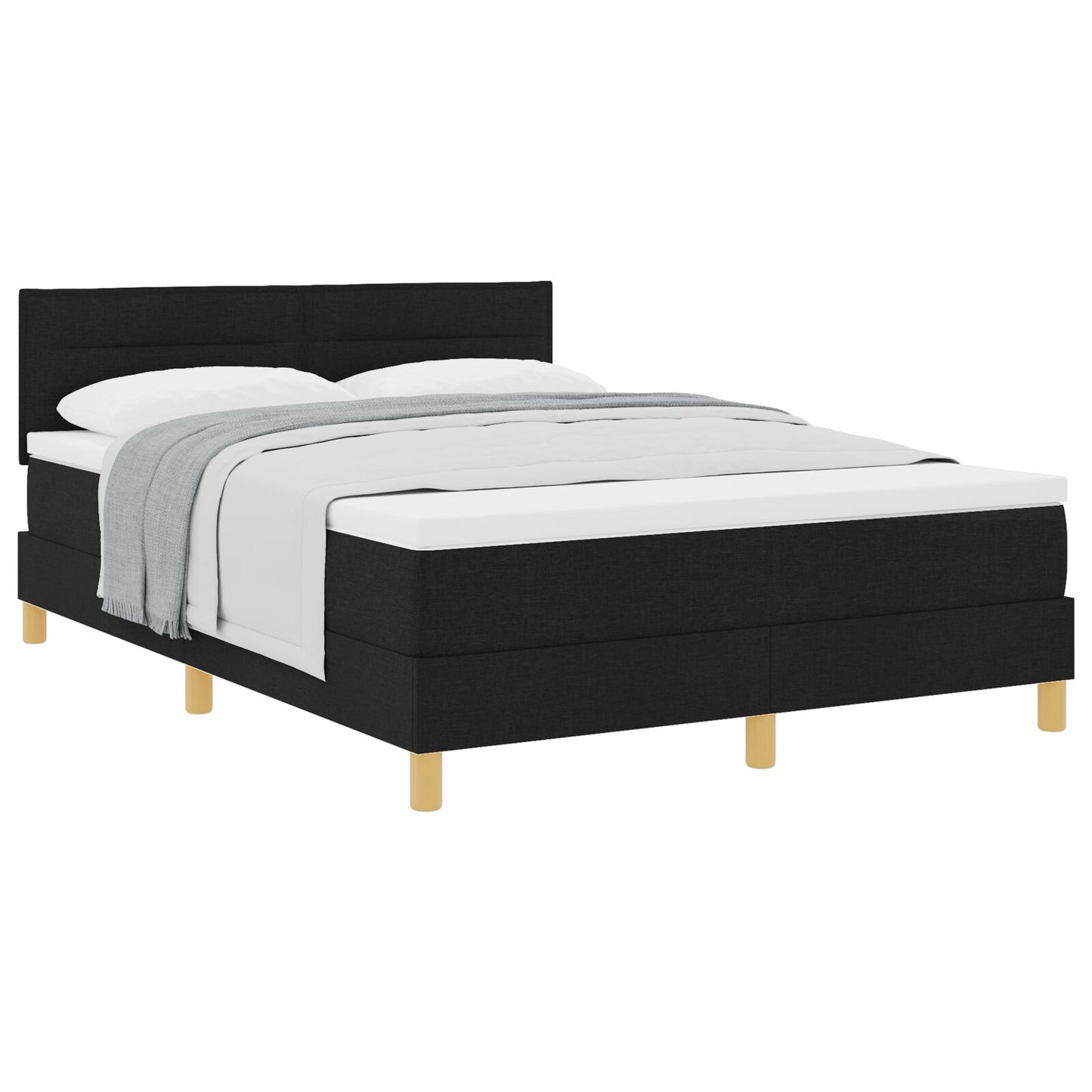 Boxspringbed Met Matras Zwart 160X200 Cm Stof Donkergrijs